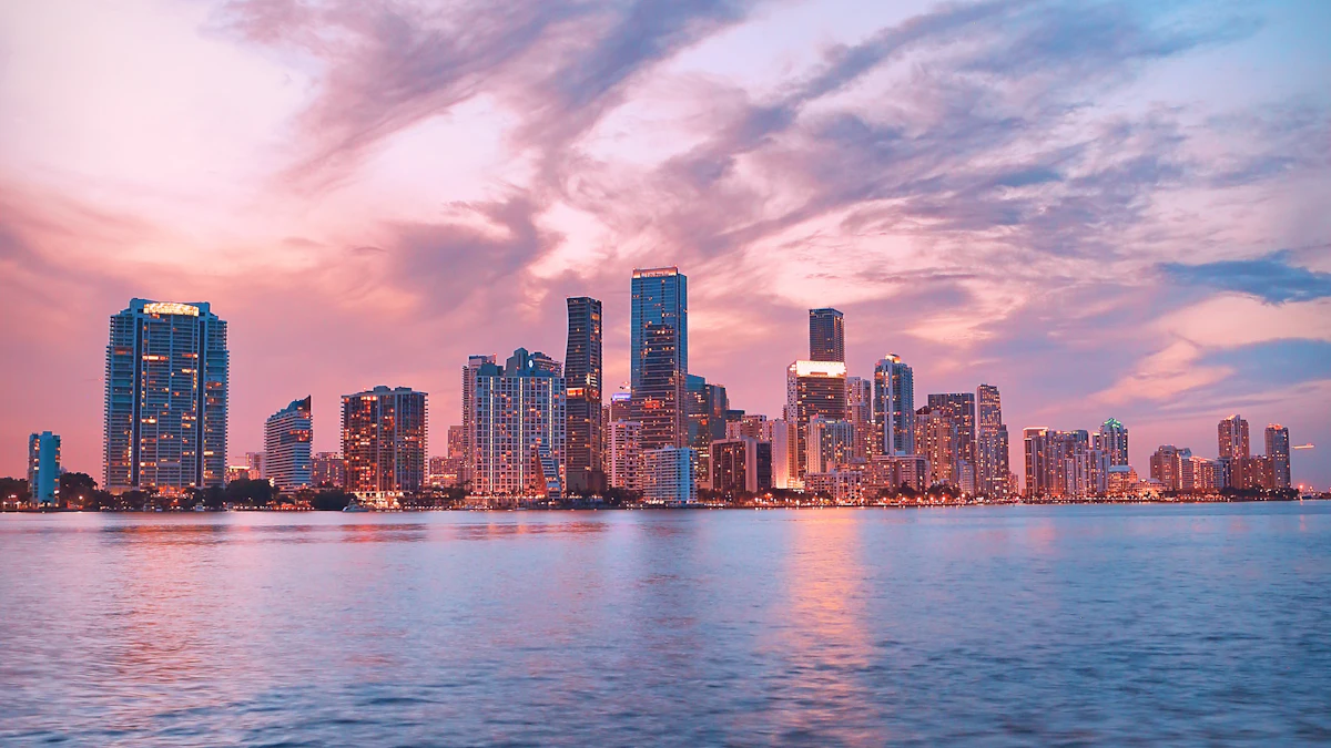 Miami skyline at sunset - Florida is the second big hurricane market after Texas
